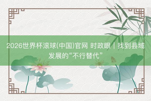 2026世界杯滚球(中国)官网 时政眼｜找到县域发展的“不行替代”