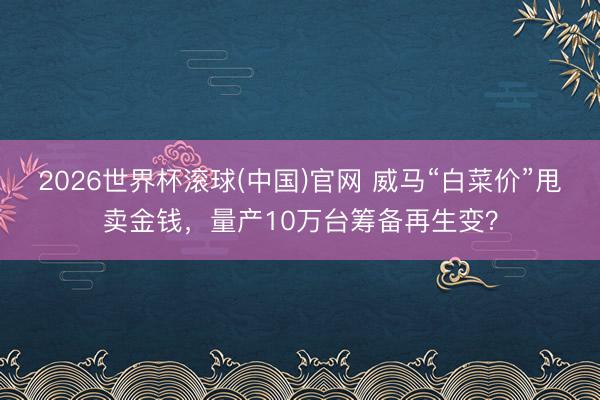 2026世界杯滚球(中国)官网 威马“白菜价”甩卖金钱，量产10万台筹备再生变？