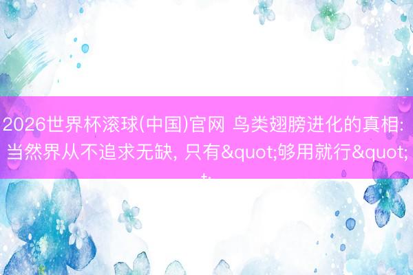 2026世界杯滚球(中国)官网 鸟类翅膀进化的真相: 当然界从不追求无缺， 只有"够用就行"