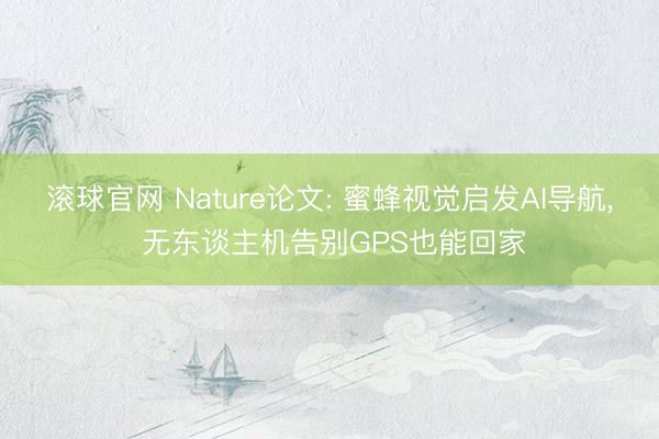 滚球官网 Nature论文: 蜜蜂视觉启发AI导航， 无东谈主机告别GPS也能回家