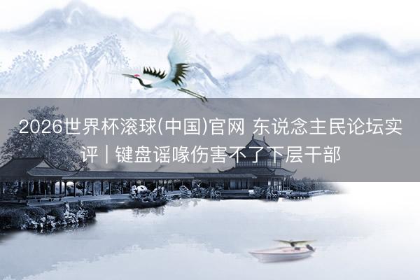 2026世界杯滚球(中国)官网 东说念主民论坛实评 | 键盘谣喙伤害不了下层干部