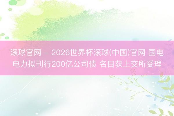 滚球官网 - 2026世界杯滚球(中国)官网 国电电力拟刊行200亿公司债 名目获上交所受理