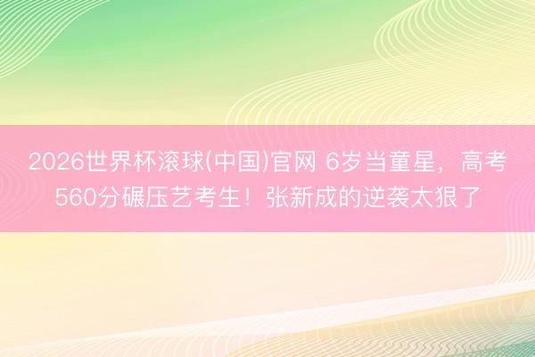 2026世界杯滚球(中国)官网 6岁当童星，高考560分碾压艺考生！张新成的逆袭太狠了