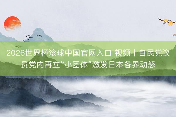 2026世界杯滚球中国官网入口 视频丨自民党议员党内再立“小团体”激发日本各界动怒